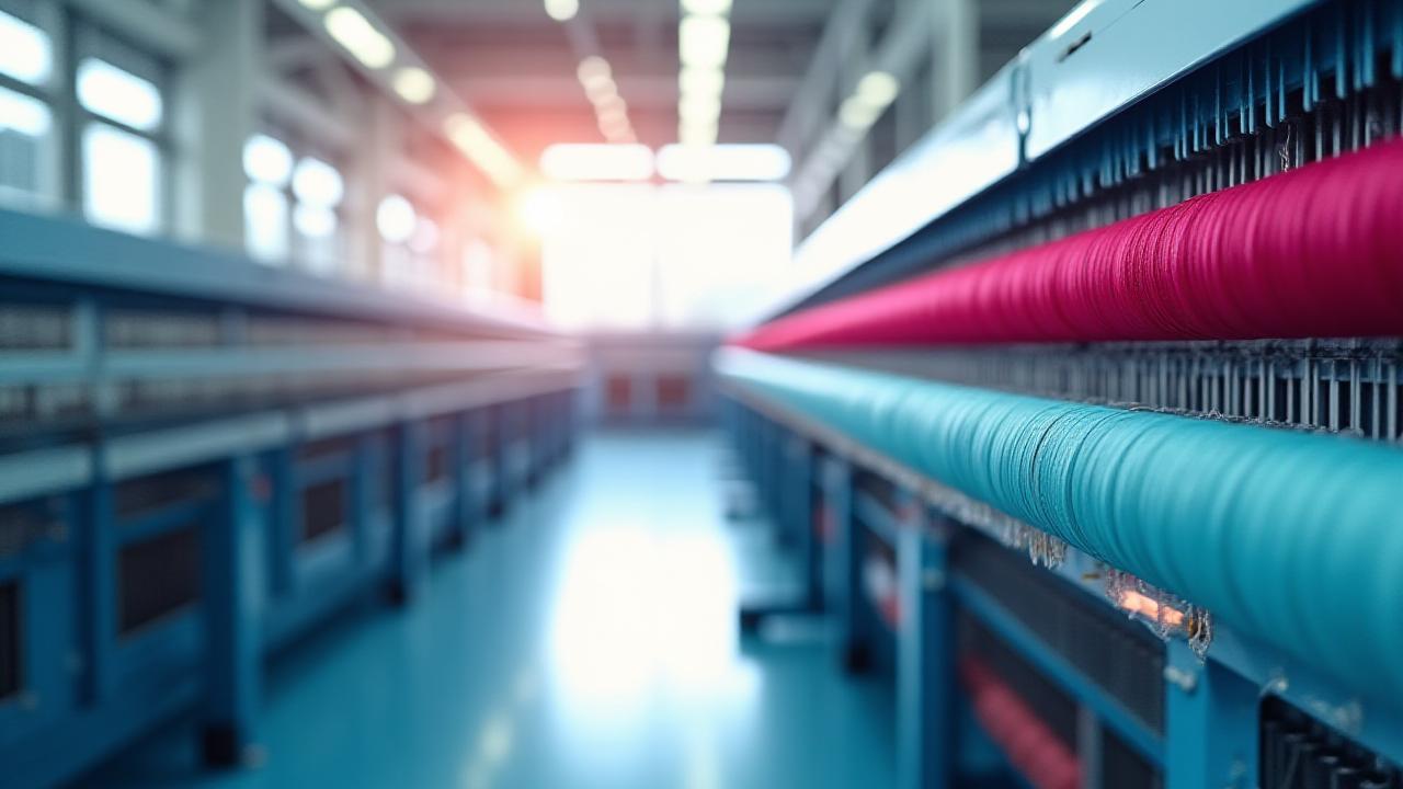 Modern automated textile production line with high-precision looms